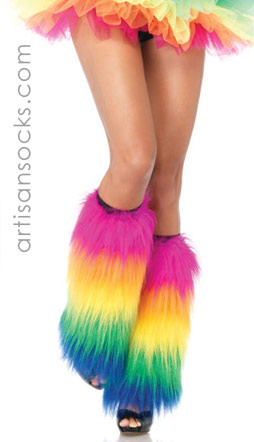 Rainbow Furry Leg Warmers