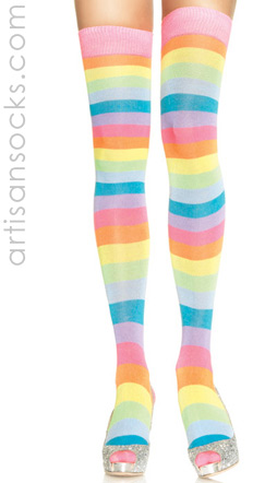 Neon Rainbow Thigh Highs