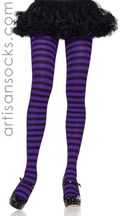 Black & Purple Sexy Striped Tights PLUS SIZE