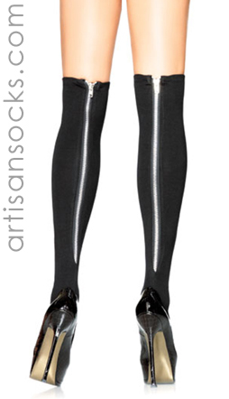 Biker Zipper Back Thigh Highs