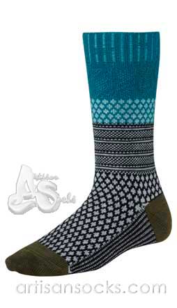 Smartwool Women's Socks POPCORN CABLE Geometric Print Crew Socks