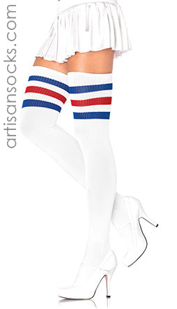 Athlete Thigh High W/ 3 Stripe Top (Red White Blue)