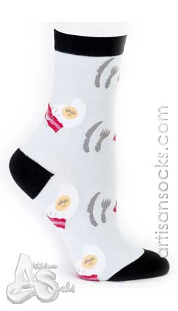 Sock It To Me Bacon & Egg Fun Cotton Socks (Calf Socks)