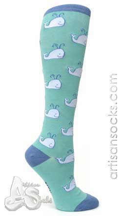 Sock It To Me Whales Cotton Knee High Socks