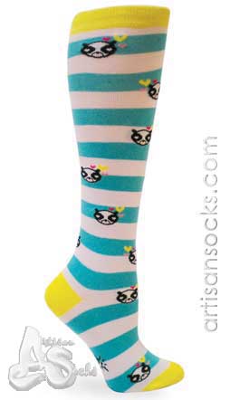 Sock It To Me Panda Stripe Cotton Knee High Socks