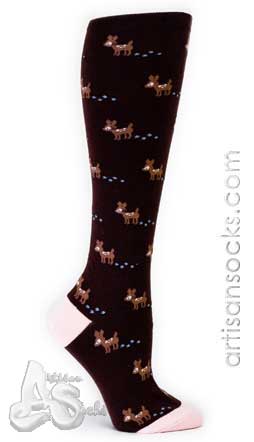 Sock It To Me Dear Deer Cotton Knee High Socks