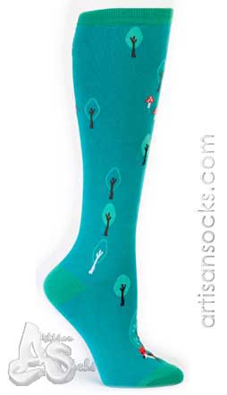 Sock It To Me Fox in Tree Cotton Knee High Socks