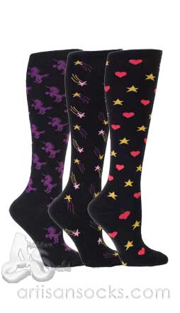 Sock It To Me 3 Pack of Mistake Geometric Cotton Knee High Socks