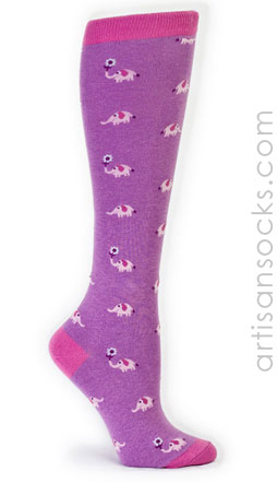 Pink Elephant Purple Knee Sock