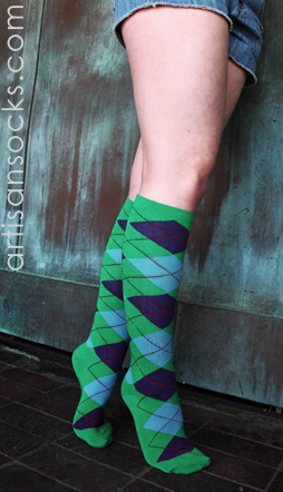 Avocado Knee High Argyle Sock