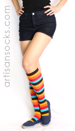 Warm  Striped Knee High Sock - Multicolor