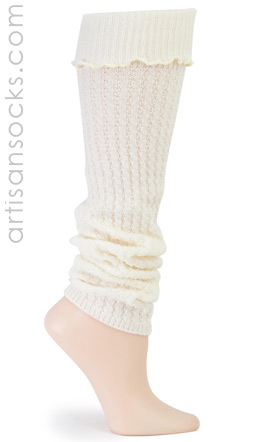 Ivory Leg Warmers with Ruffle Cuff