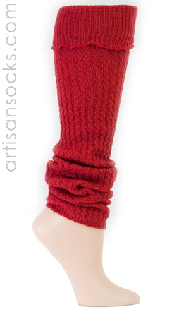 Red Leg Warmers with Ruffle Cuff