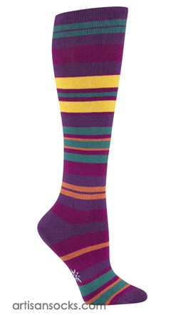 Striped Plus Size Socks -  Knee Socks with Multicolor Stripes