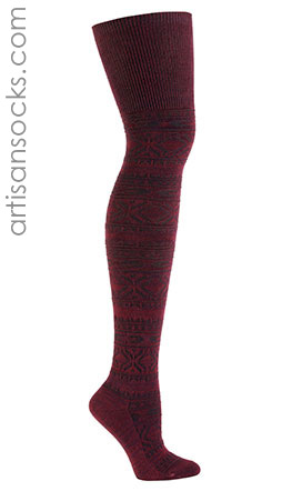 Burgundy Alpine Knit Over the Knee Socks