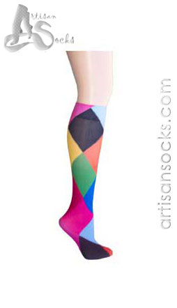 Violet Love Rubix Cube Geometric Print Knee High Socks