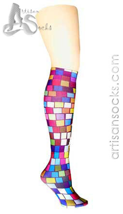 Violet Love Tic Tac Geometric Print Knee High Trouser Socks