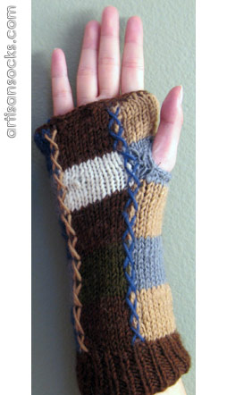 Fleece Lined Brown Patch Wool Fingerless Glove
