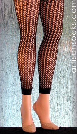 Black Plus Size Fishnet Leggings with Small Pothole Details