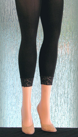Solid Black Plus Size Leggings with a Lace Cuff