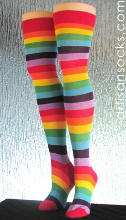 Rainbow Striped Over the Knee Socks - OTK