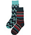 Retro Patterned Beatnik Blue - Unisex Trouser Socks 4 Pack