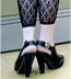 Black Lace Leggings with Fleur de lis Pattern