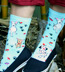 K. Bell Lt. Blue Butterflies and Puppies Crew Socks