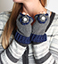 Knit Fingerless Gloves with Flowers - Gray & Blue