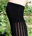 K. Bell Button Ribbed Black Cotton OTK Stockings