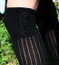 K. Bell Button Ribbed Black Cotton OTK Stockings