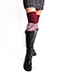 Striped OTK Socks / Thigh Highs - DARK RED & WHITE