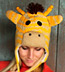 Wool and Fleece Animal Hat: Yellow Giraffe Beanie