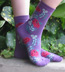 Ozone Bloomers Womens Crew Socks Violet with Flowers