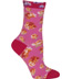 Ozone Walking On Roses Rose Pink Flower Print Short Crew Socks