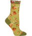 Ozone Walking on Roses Green Anis Flower Print Short Crew Socks