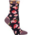 Ozone Walking on Roses Violet Flower Print Short Crew Socks