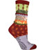 Ozone PATCH FABRIC BORDEAUX Flower Print Cotton Anklet / Ankle Socks