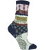 Ozone PATCH FABRIC NAVY BLUE Flower Print Cotton Anklet / Ankle Socks