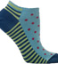 Ozone Dots and Stripes - Turquoise Cotton No Show Socks