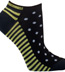 Ozone Dots and Stripes - Black Cotton No Show Socks (Footies)