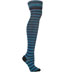Ozone FOLD-OVER CUFF BLUE Striped Cotton Over The Knee Socks (OTK)