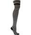 Ozone FOLD-OVER CUFF BLACK Striped Cotton Over The Knee Socks (OTK)