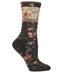Ozone Mona Linen Floral Print Charcoal Crew Sock