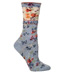 Ozone Mona Linen Floral Print Sky Blue Crew Sock