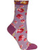 Ozone Walking On Roses Light Purple Flower Print Short Crew Socks