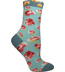 Ozone Walking On Roses Sky Blue Flower Print Short Crew Socks
