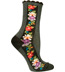 Ozone Charcoal Gray Nordic Stripe Floral Crew Socks