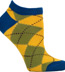 Ozone Openwork Argyle Yellow No Show Socks - Footies
