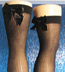 Ribbed Thigh Highs- Black Tights with  Bow